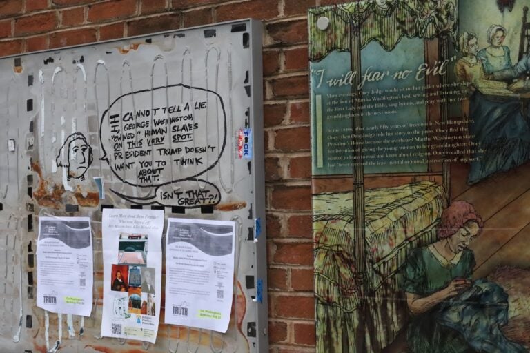 Flyers are writing on the blank panels that hadn't yet been restored