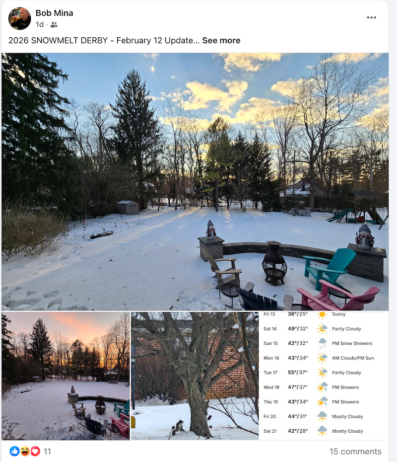 Screenshots from Bob Mina's facebook page