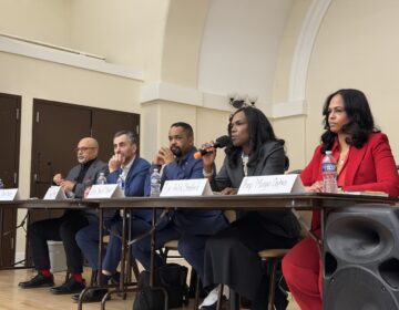From left, state Rep. Chris Rabb, Dr. Dave Oxman, state Sen. Sharif Street, Dr. Ala Stanford, and state Rep. Morgan Cephas