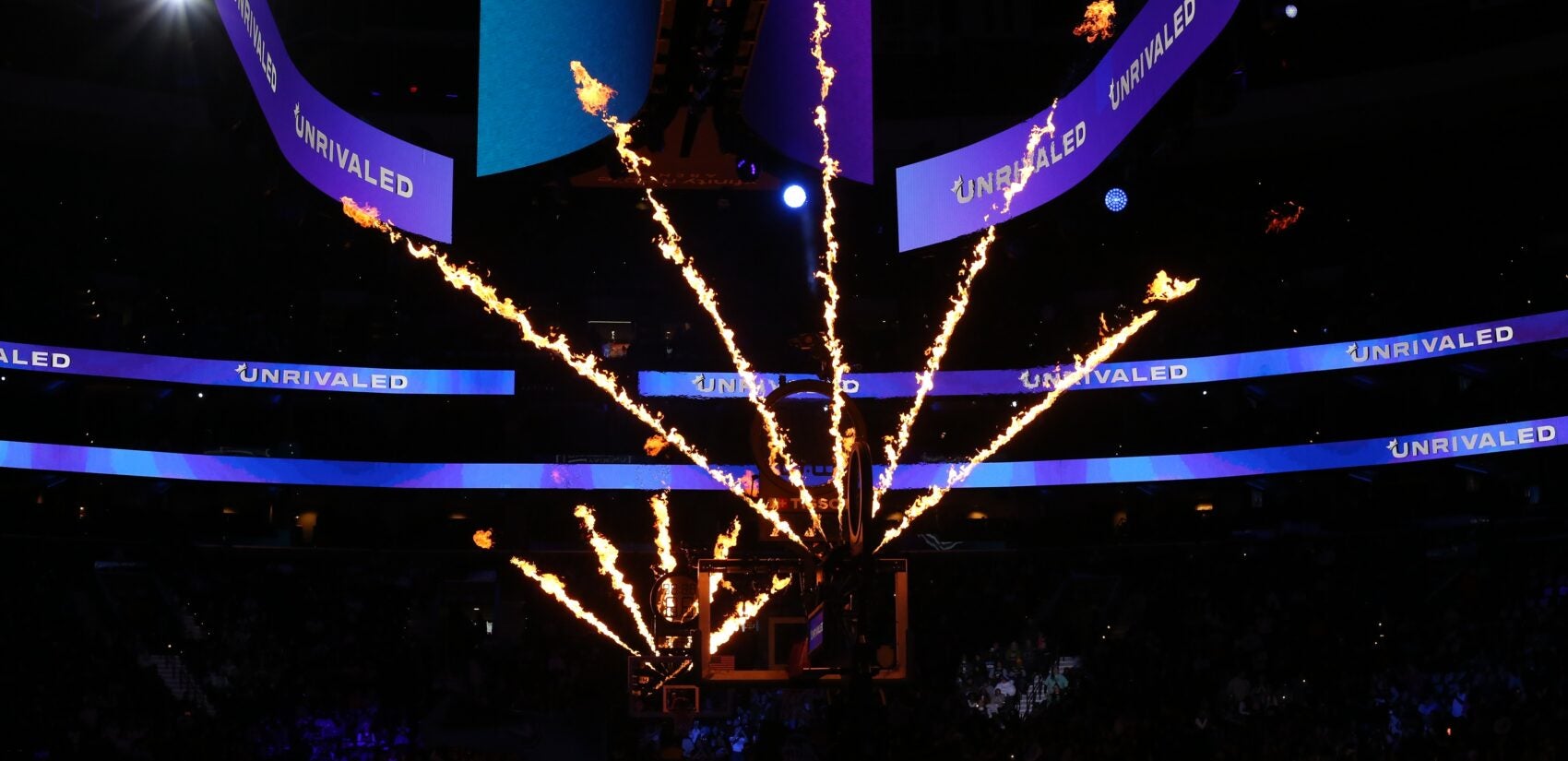 pyrotechnics at Xfinity Mobile Arena