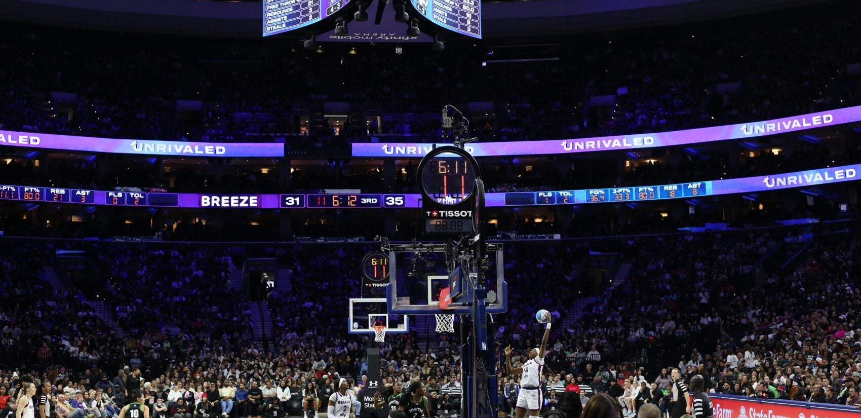 a hook shot being shot