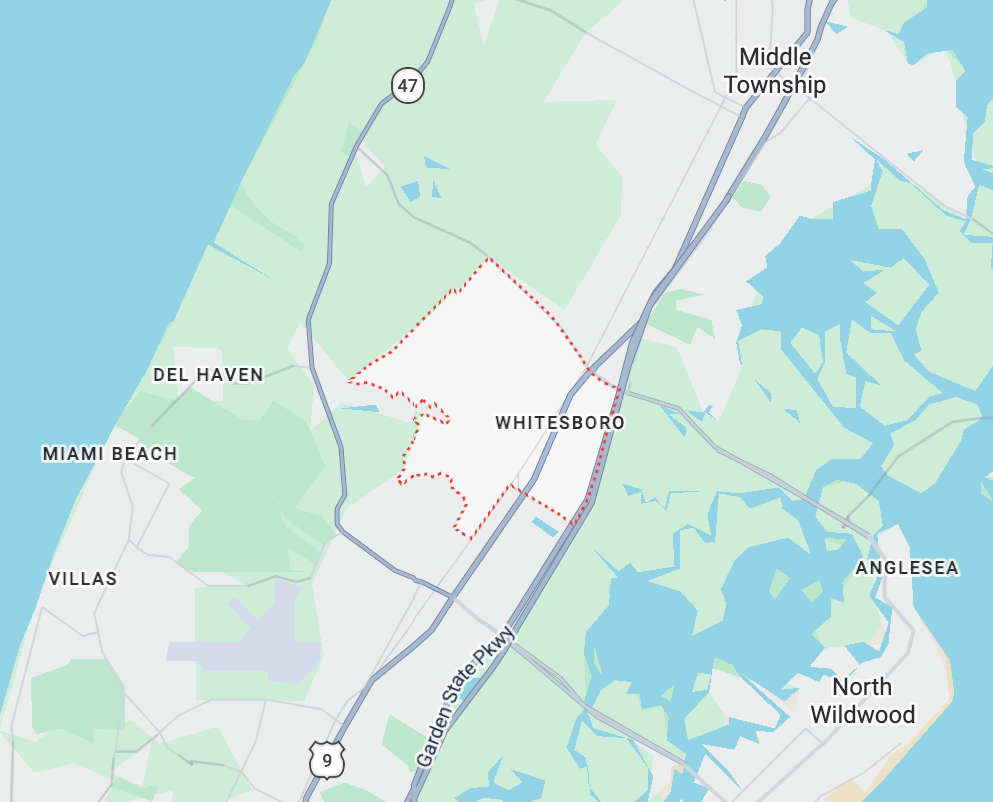 Map of Whitesboro, New Jersey
