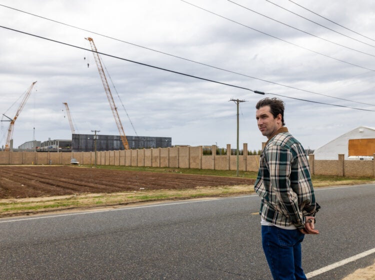 Zac Landicini by the data center in Vineland being constructed
