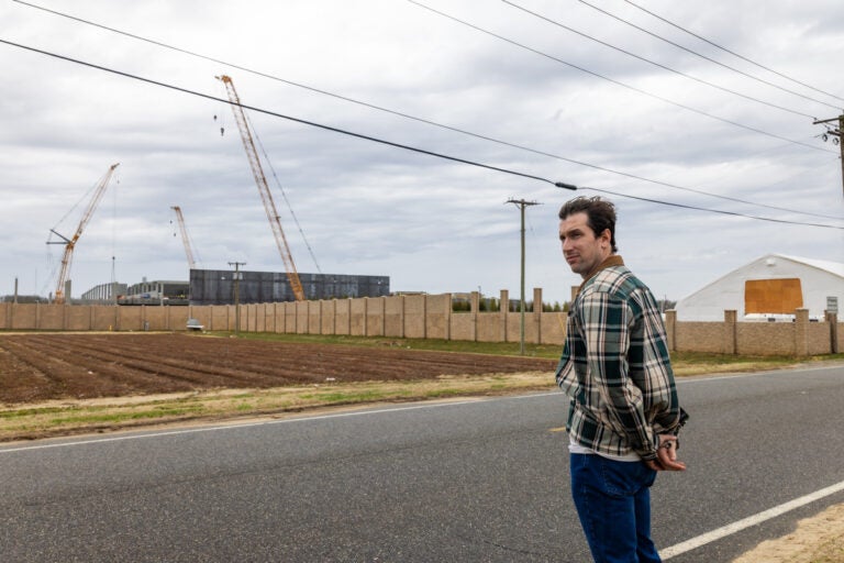 Zac Landicini by the data center in Vineland being constructed