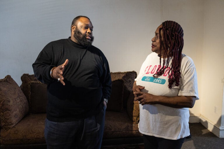 Jordan Harris talking with Barbara Walker