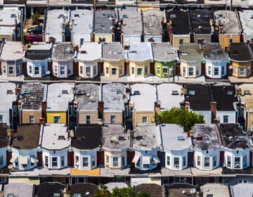 An aerial view of residential streets in West Philadelphia