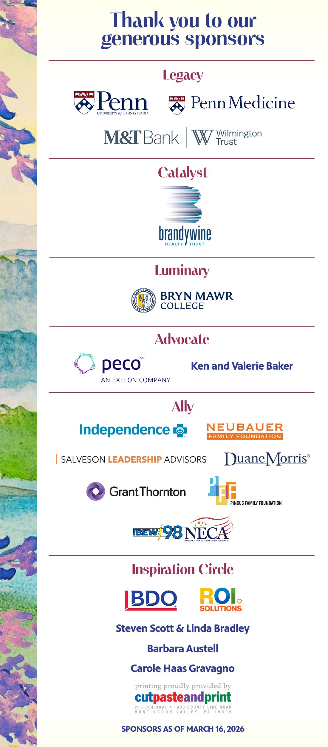 Life Long Learning Award Sponsors 2026