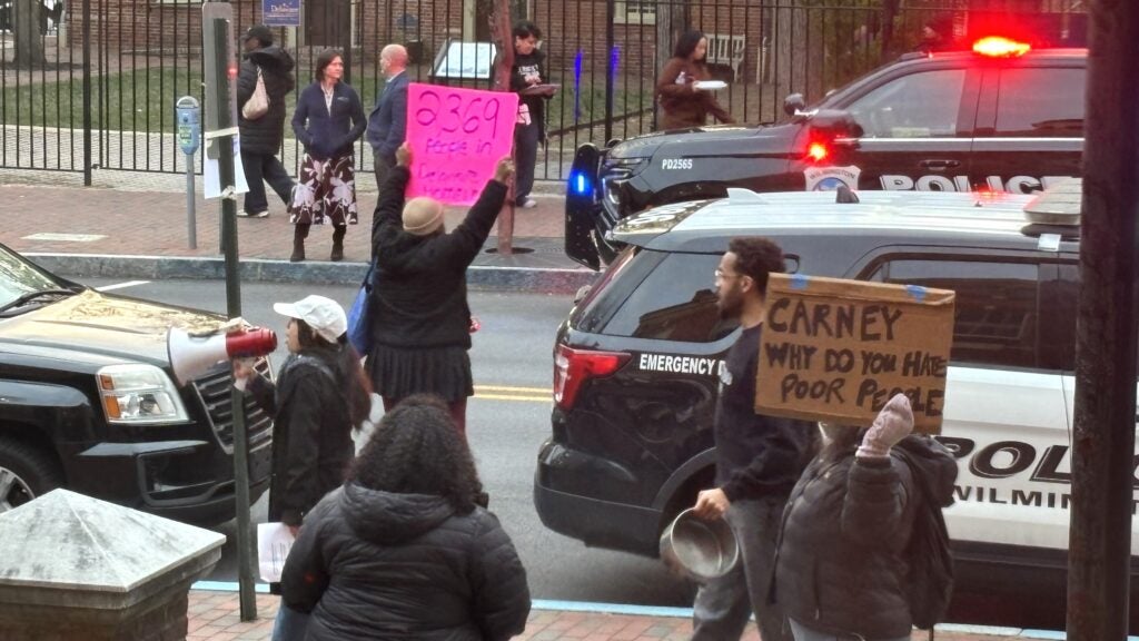 Advocates loudly protest Wilmington Mayor John Carney's housing policies