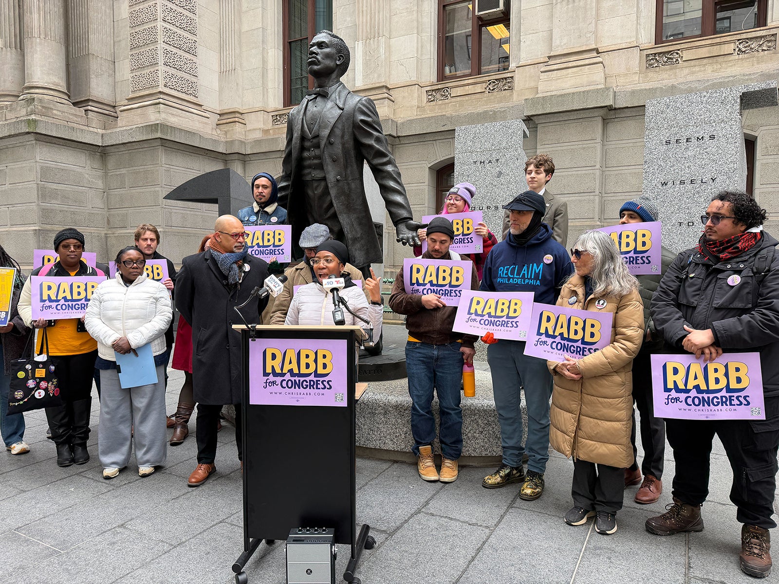 Philadelphia progressives rally for Rabb in 3rd District - WHYY