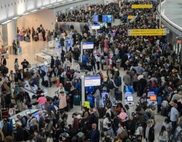 Travel Delays People wait in a TSA line at the John F. Kennedy International Airport