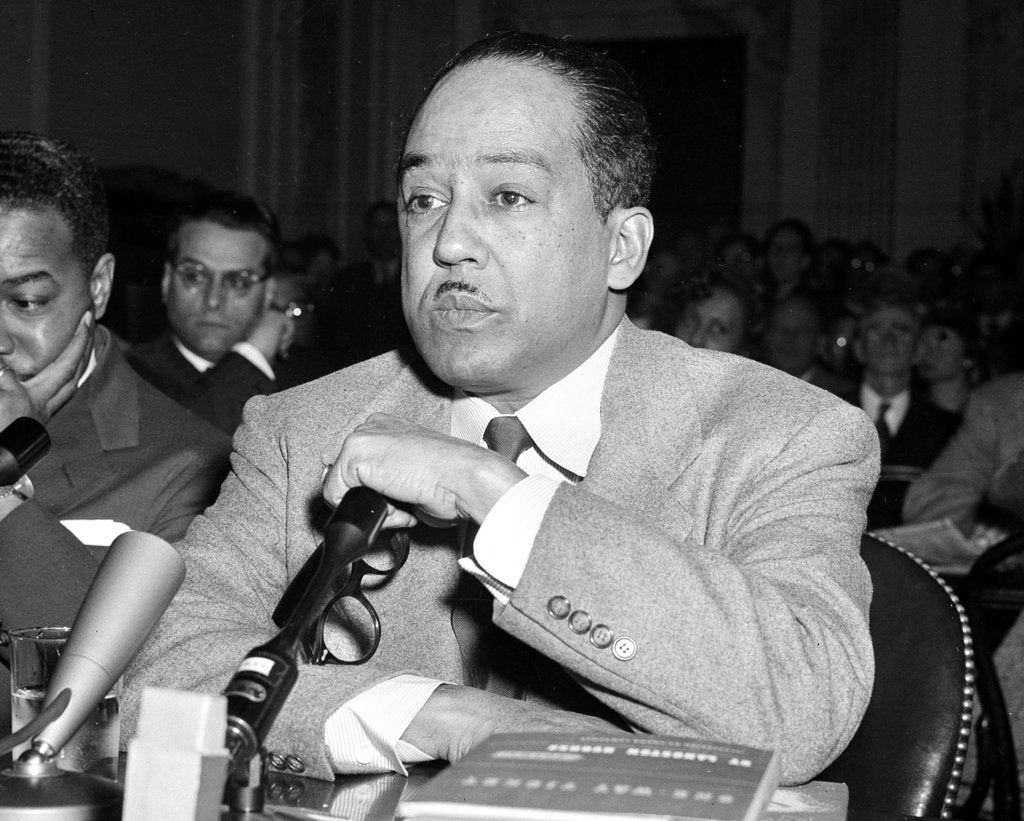 poet and author Langston Hughes speaking before the House Un-American Activities Committee in Washington, D.C.