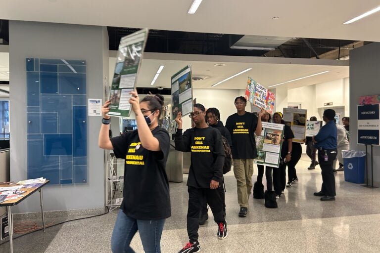 Lankenau students and staff protesting with signs
