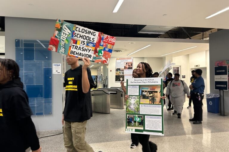 Lankenau students and staff protesting with signs