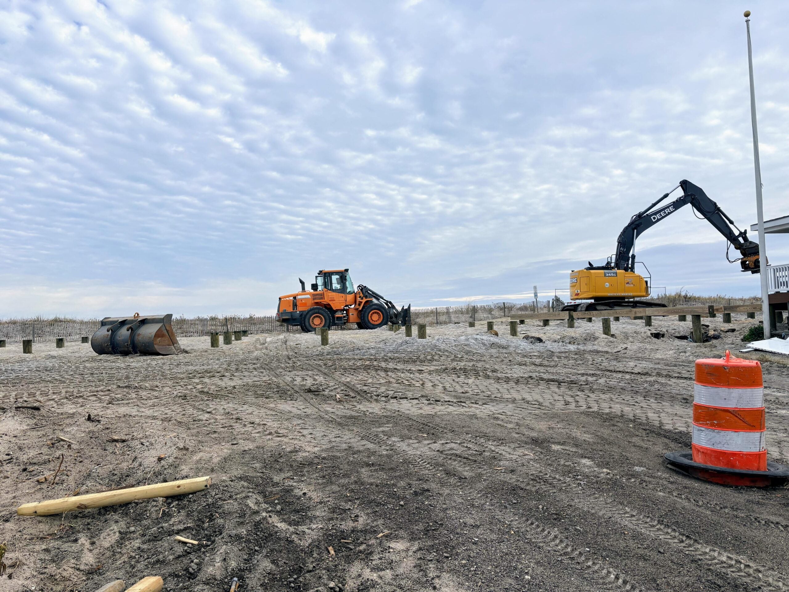 bulldozers working on Ocean CIty's boardwalk
