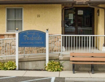 A sign out front of the Municipal Center