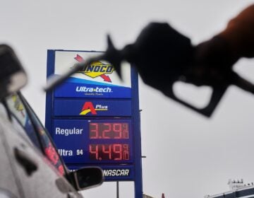 Gas prices are seen at a filling station, in Philadelphia