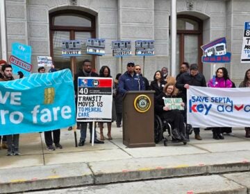 Supporters of SEPTA's free ride programs rally at City Hall
