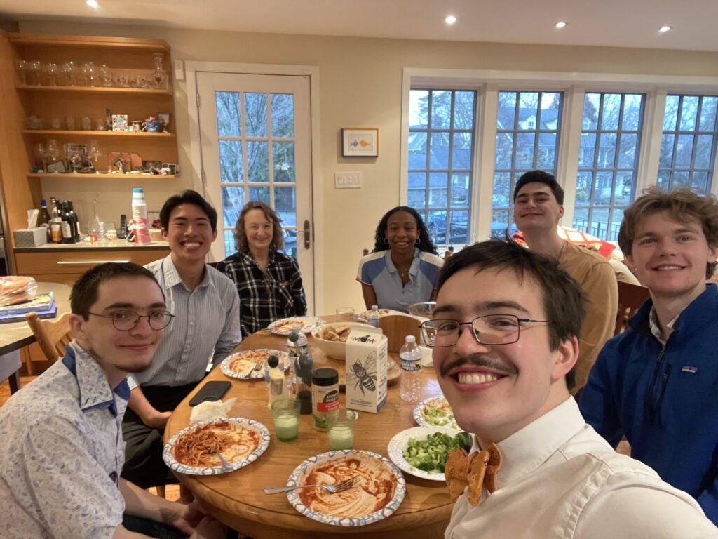 Leo Solga and supporters sitting at a table for a meal