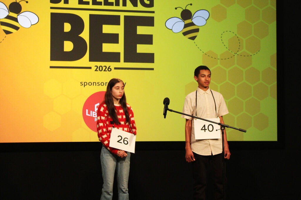 Isaac Geremew, right, an eighth grader at William Davies Middle School