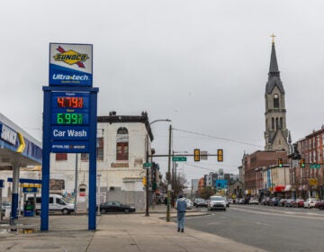 gas prices at a Philly gas station