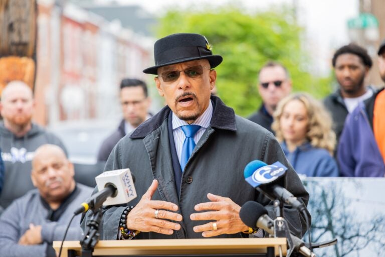 Vincent Hughes speaks at a press conference