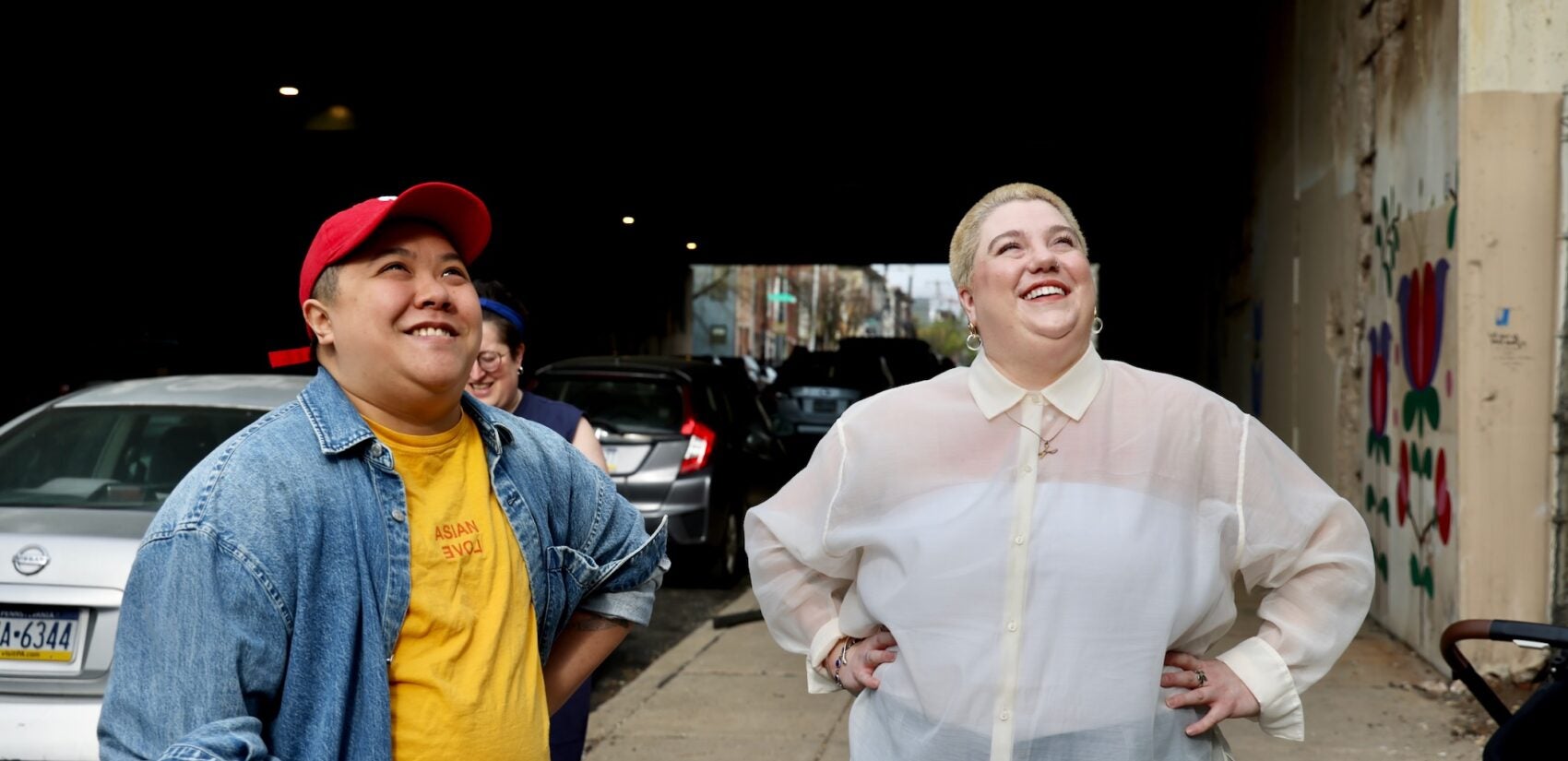 Photographer Devon Dadoly (right), who made the photograph for author Emma Copley Eisenberg's billboard
