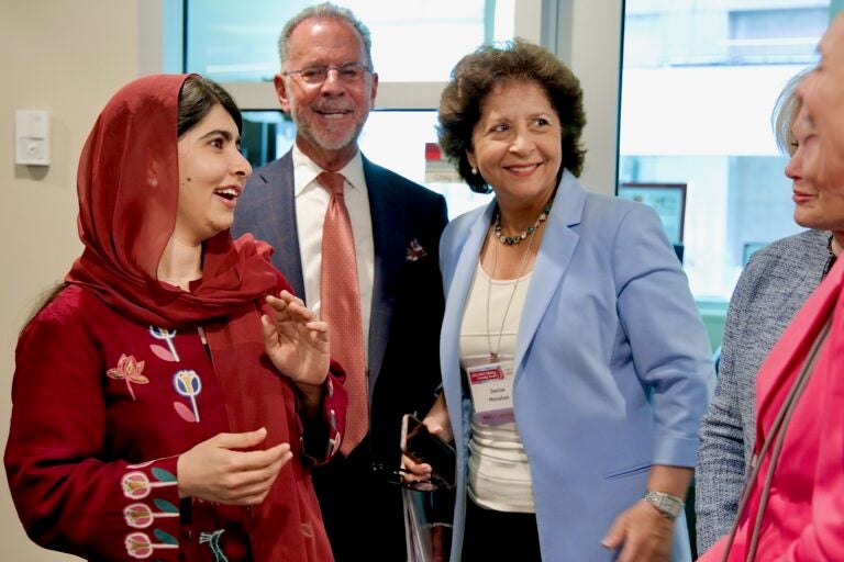 Malala Yousafzai meets with admirers before the Lifelong Learning Award ceremony at WHYY