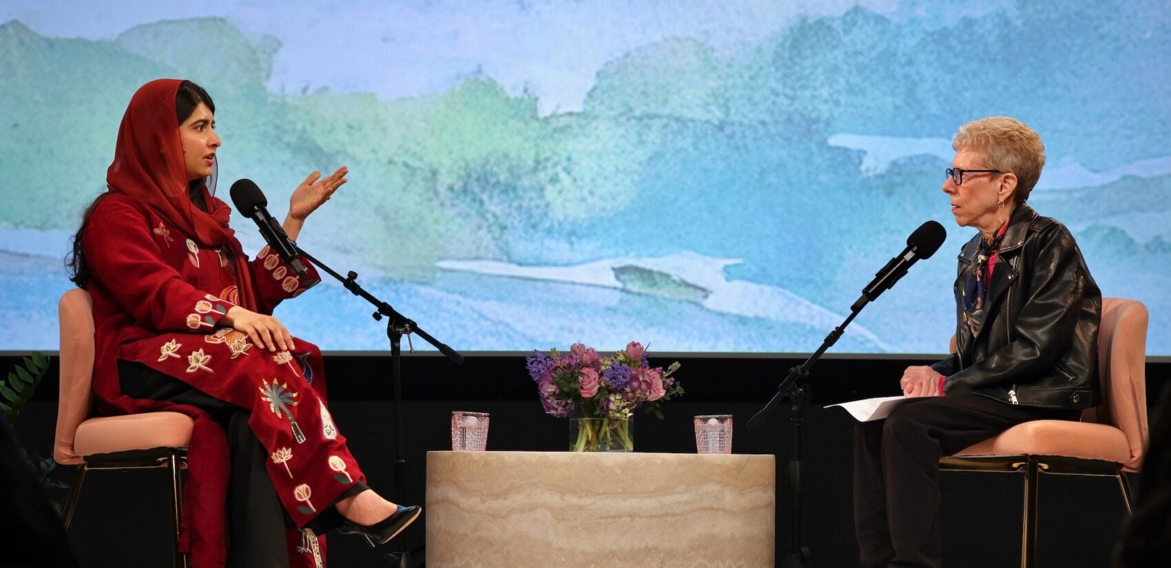 Malala Yousafzai being interviewed by Terry Gross