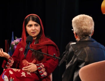 2026 04 14-e lee-malala Yousafzai terry gross-philadelphia whyy-lifelong learning award 11-newest Malala Yousafzai being interviewed by Terry Gross
