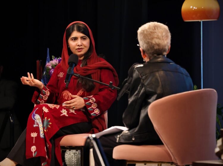 2026 04 14-e lee-malala yousafsai terry gross-philadelphia whyy-lifelong learning award interview 11 Malala Yousafzai being interviewed by Terry Gross