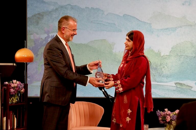 Bill Marrazzo presents the Lifelong Learning Award to Malala Yousafzai