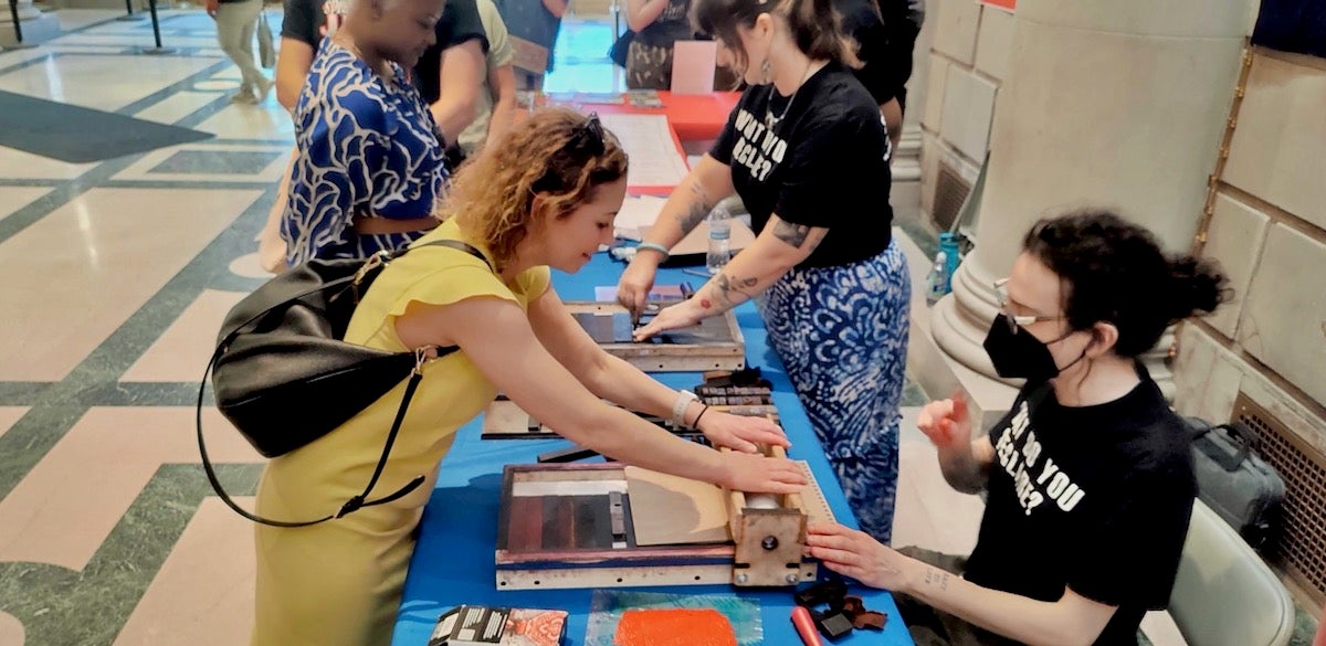 Lisa Mittelman at the opening of ''Printmaking for the People''