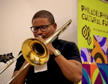 Trombonist Brent White performs