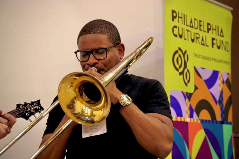 Trombonist Brent White performs