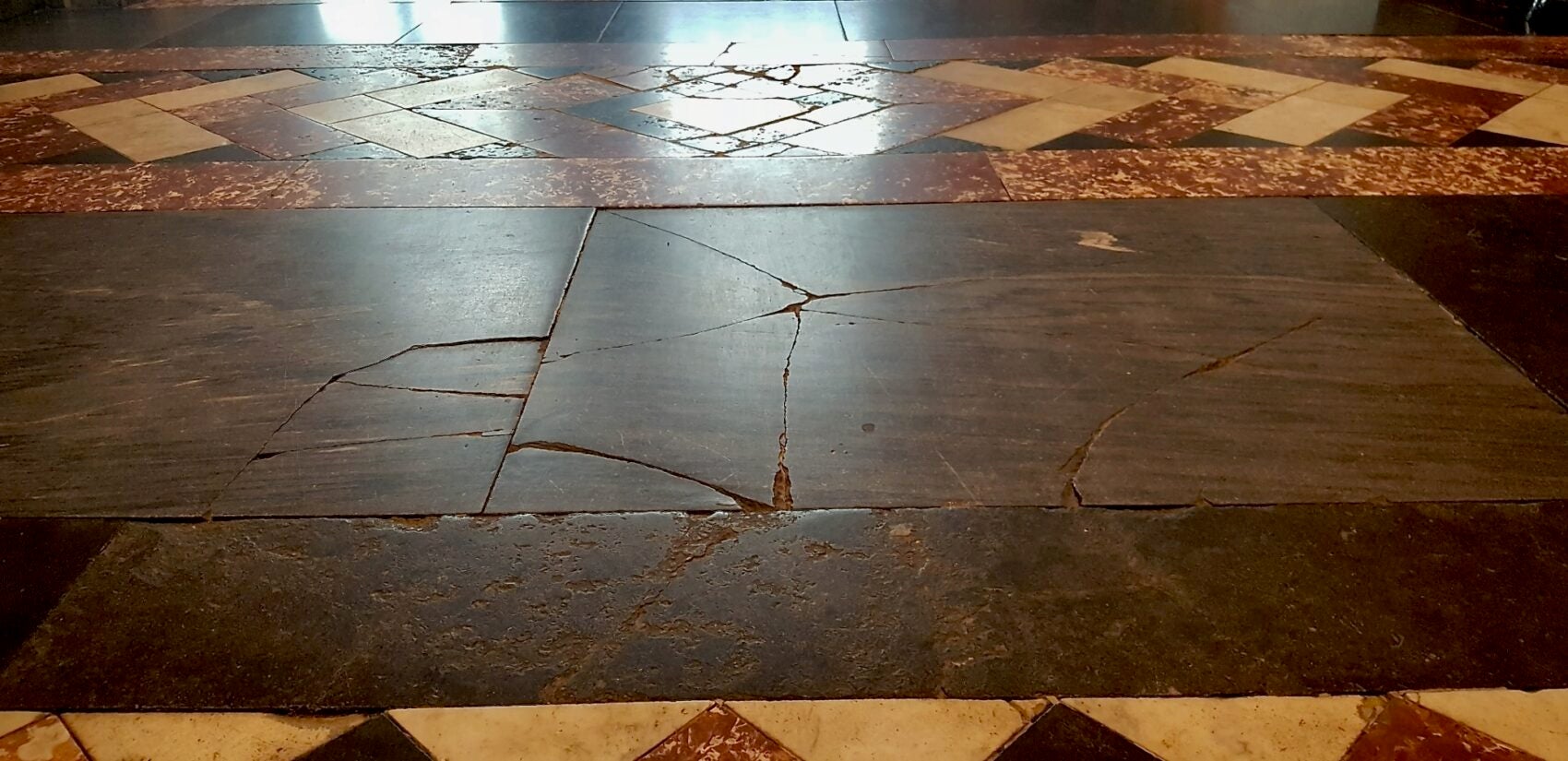 cracks in the marble floor