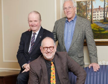 DCF leadership past and present: Fred Sears (President and CEO 2002-2016; left), Collis Townsend (Executive Director 1987-2002; right), and Stuart Comstock-Gay (current President and CEO; seated).
