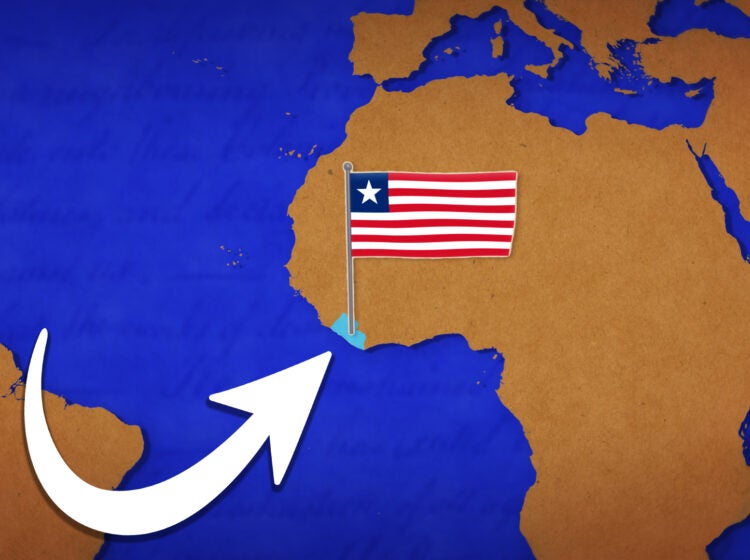 Graphic highlighting Liberia.