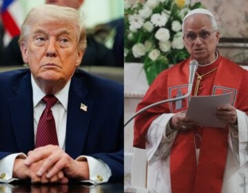 side-by-side photos of Donald Trump and Pope Leo XIV