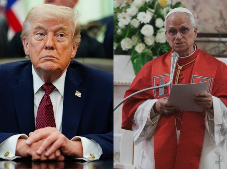 side-by-side photos of Donald Trump and Pope Leo XIV