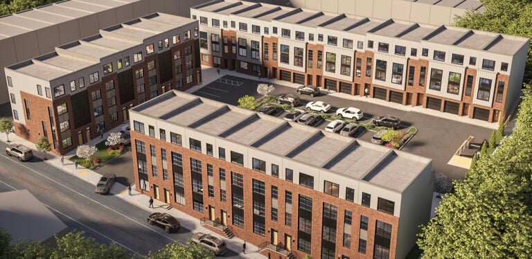 A rendering shows a proposed housing development for Philadelphia