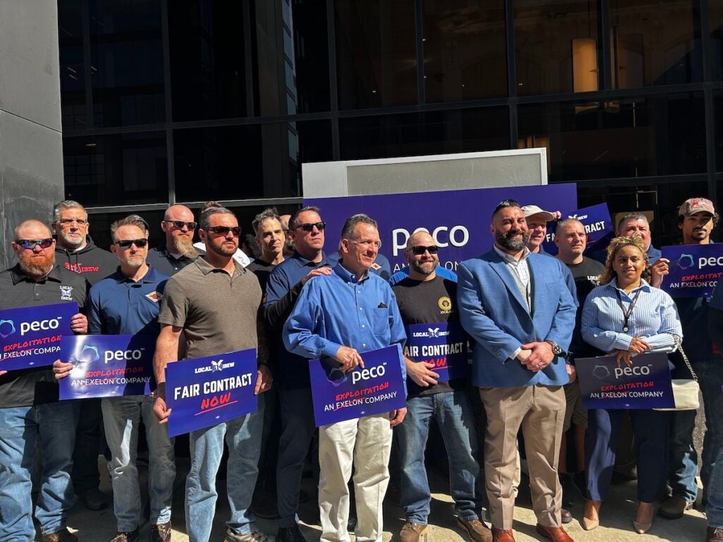 PECO union workers outside of PECO headquarters