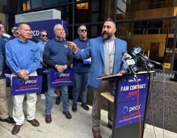Larry Anastasi speaking at union press conference