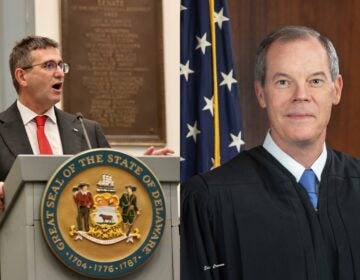 side-by-side photos of Matt Meyer and Judge Colm F. Connolly