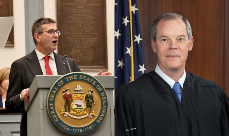 side-by-side photos of Matt Meyer and Judge Colm F. Connolly