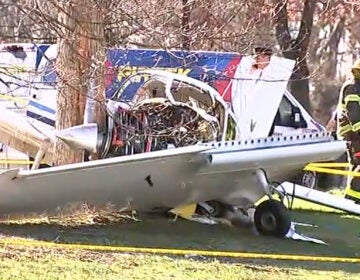 Emergency personnel respond to a plane crash in Northeast Philadelphia on April 1, 2026
