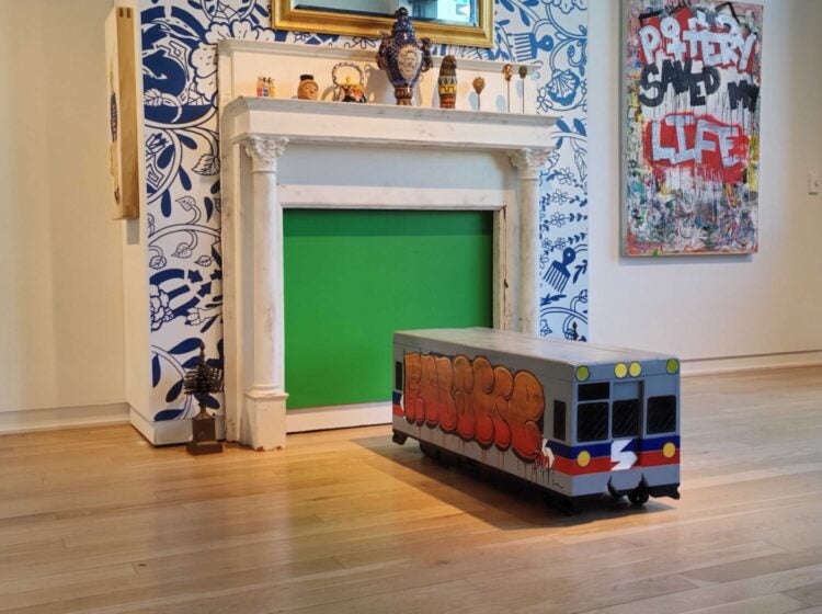 a mantlepiece with a small SEPTA train
