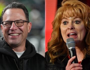 side-by-side photos of Josh Shapiro and Stacy Garrity