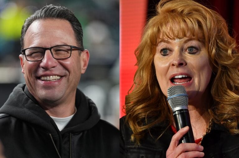 side-by-side photos of Josh Shapiro and Stacy Garrity