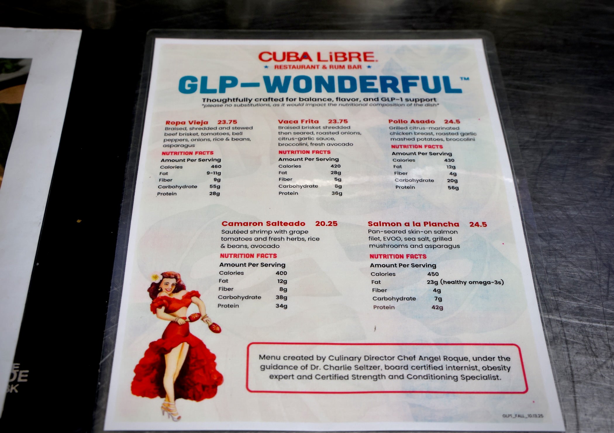 Cuba Libre's GLP-Wonderful menu