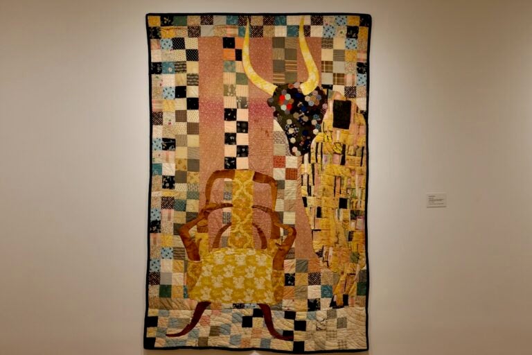 Aurora quilt on display at the Fabric Workshop exhibit